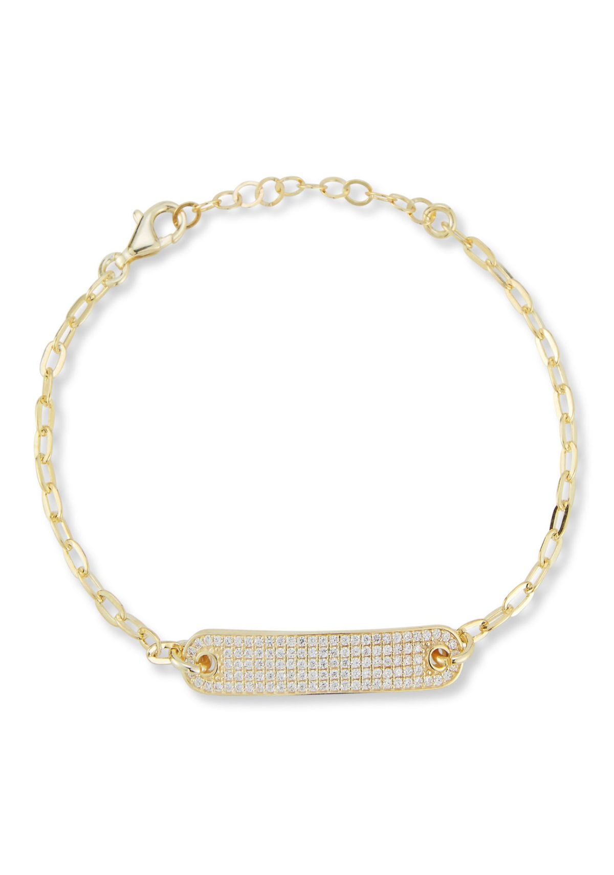 Sterling Silver Cubic Zirconia ID Bar Bracelet