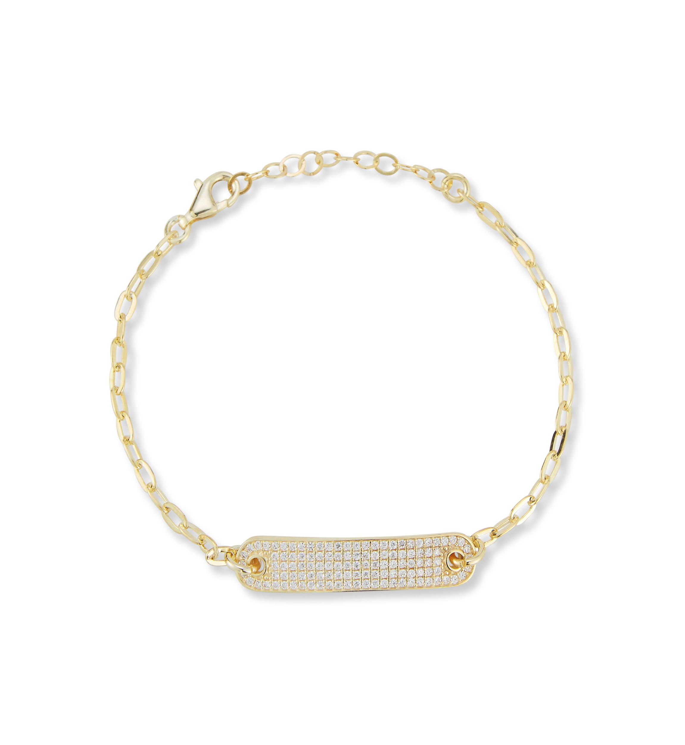 Sterling Silver Cubic Zirconia ID Bar Bracelet