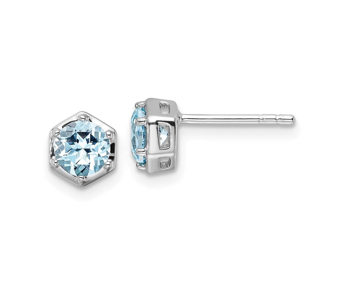 1.04 ct. t.w. Sky Blue Topaz Polished Post Earrings in Rhodium-plated Sterling Silver