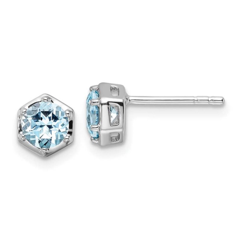 1.04 ct. t.w. Sky Blue Topaz Polished Post Earrings in Rhodium-plated Sterling Silver