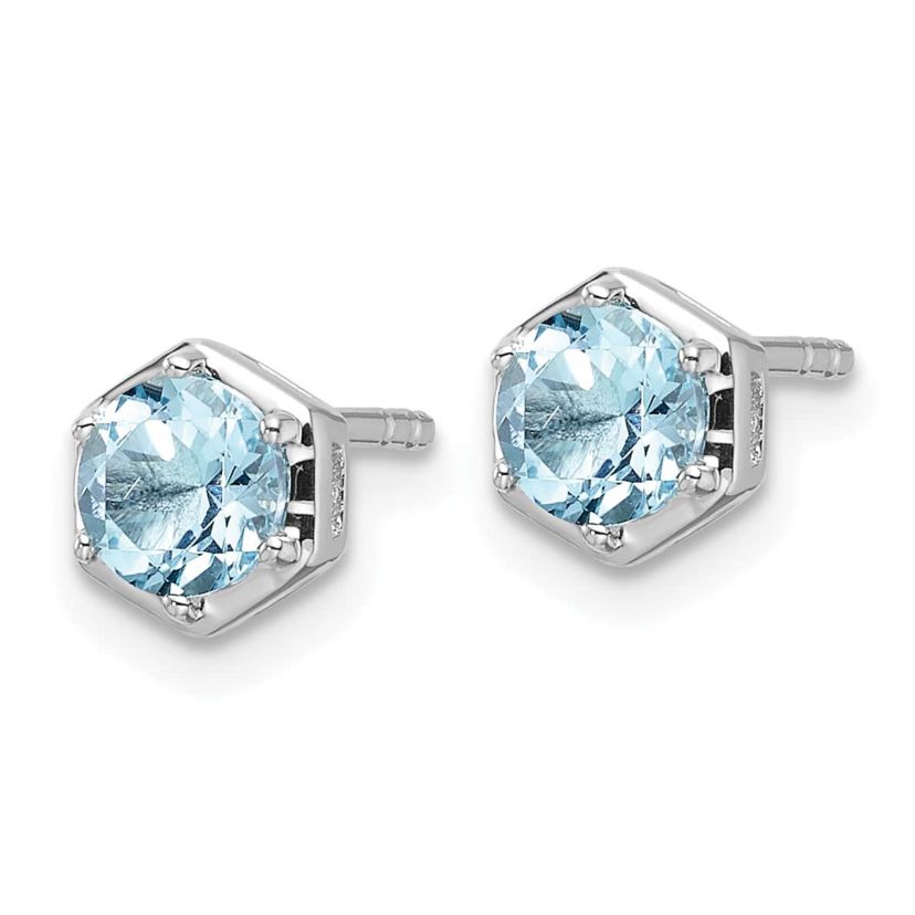 1.04 ct. t.w. Sky Blue Topaz Polished Post Earrings in Rhodium-plated Sterling Silver