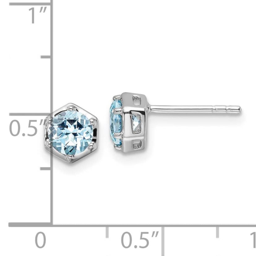 1.04 ct. t.w. Sky Blue Topaz Polished Post Earrings in Rhodium-plated Sterling Silver
