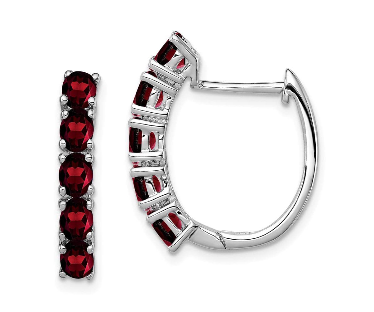 2.2 ct. t.w. Citrine Polished Hinged Hoop Earrings in Rhodium-plated Sterling Silver