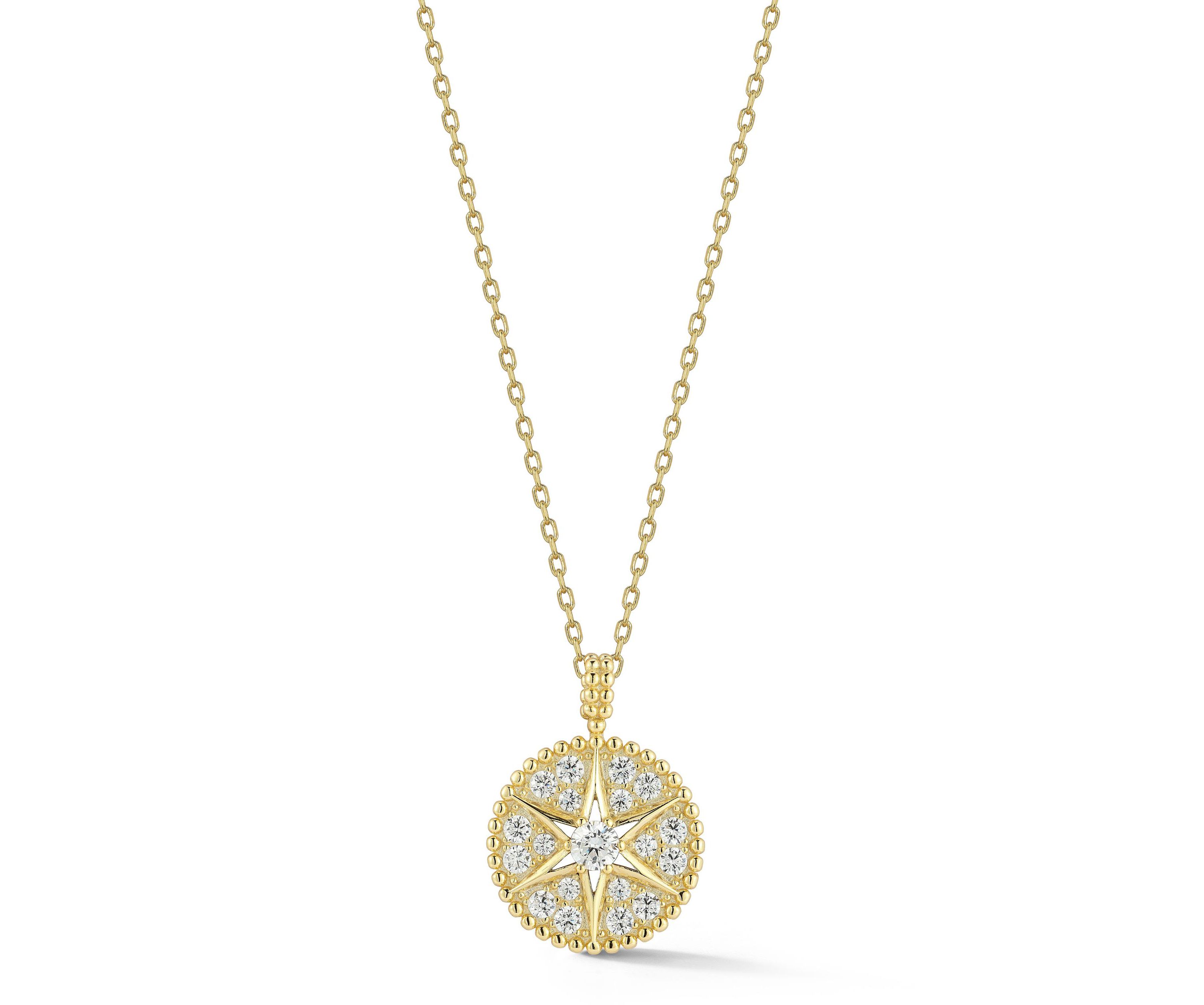 Sterling Silver Cubic Zirconia Star Medallion Necklace
