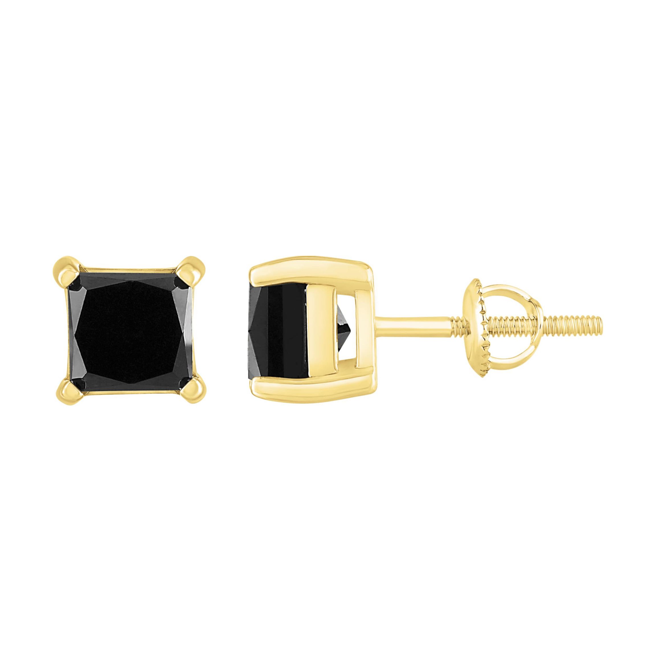 2 ct. tw. Black Diamond Screwback Earring in 14K Gold
