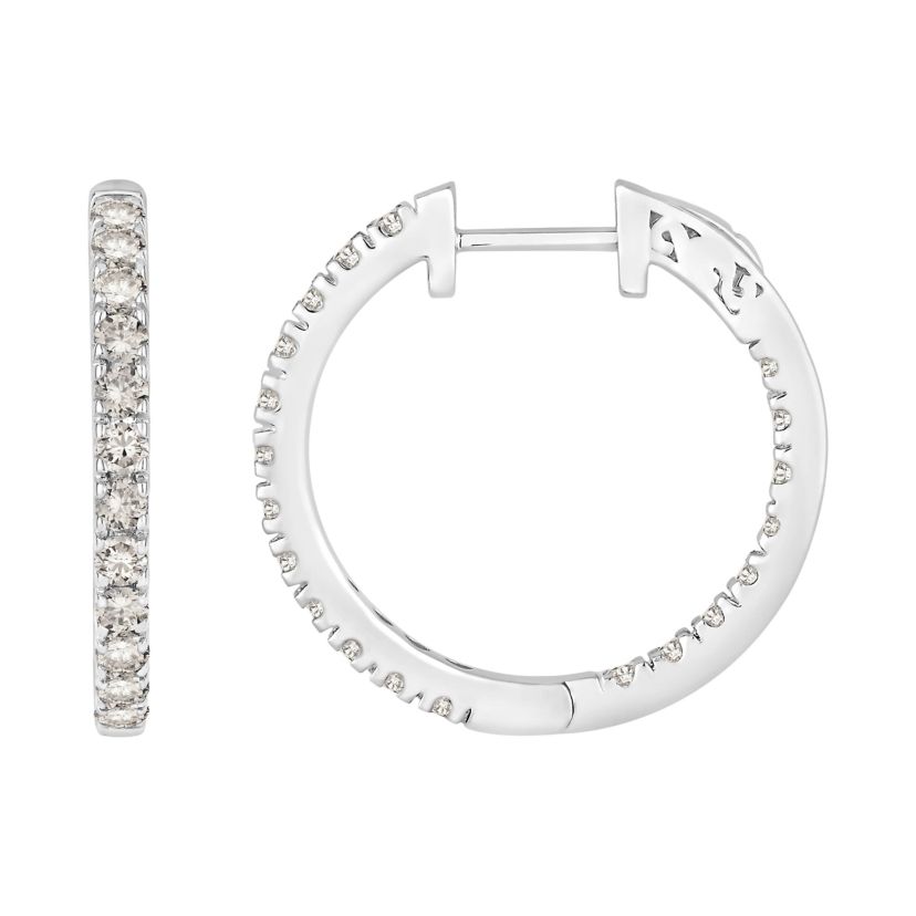 1 1/2 ct. tw. Diamond Hoop Earrings in 10K Gold
