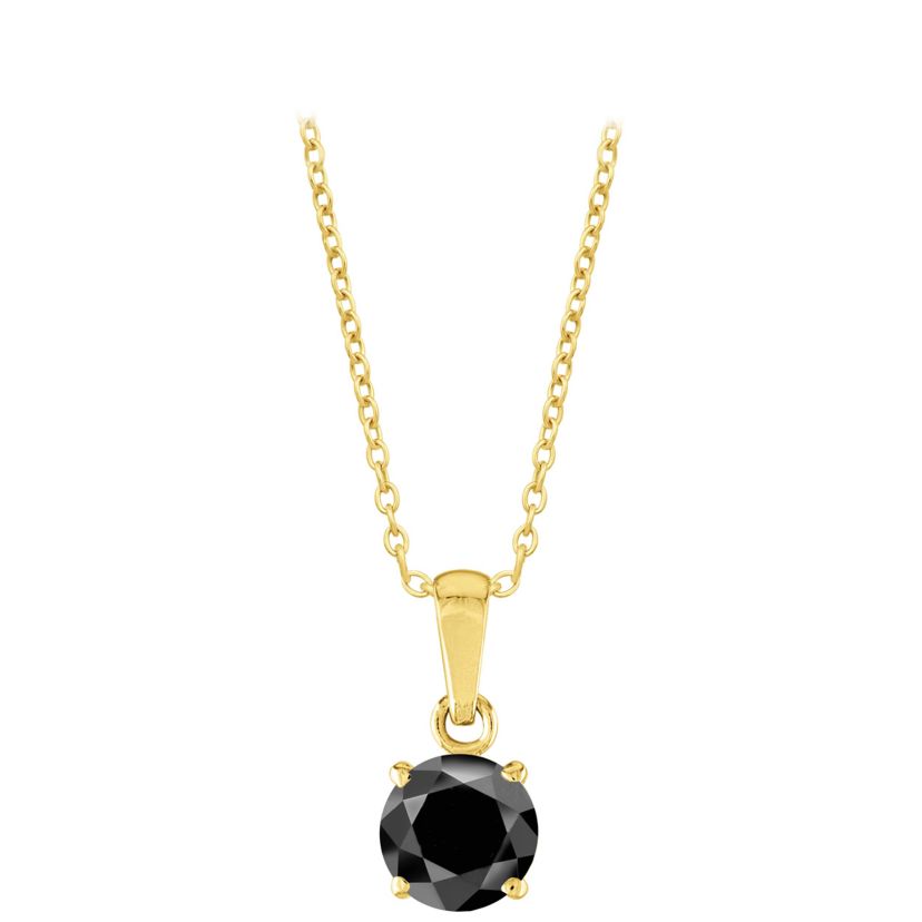 1 ct. tw. Black Diamond Cushion Solitare Pendant in 10K Gold