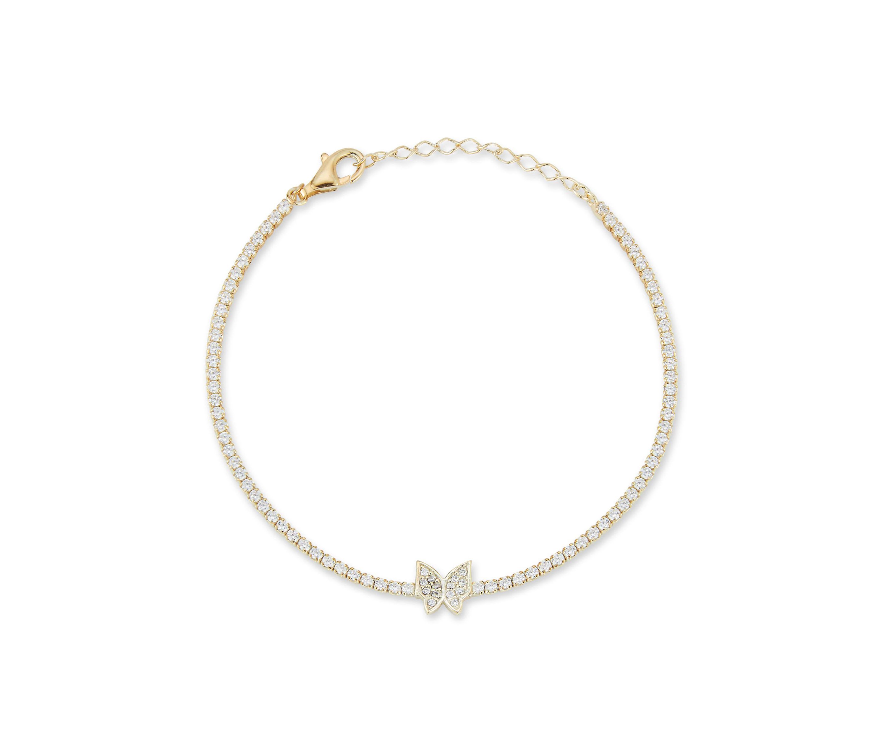 Sterling Silver Cubic Zirconia Butterfly Tennis Bracelet