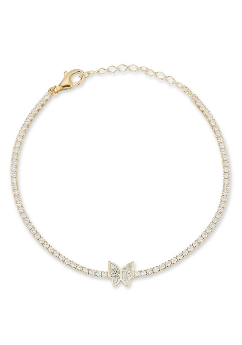 Sterling Silver Cubic Zirconia Butterfly Tennis Bracelet