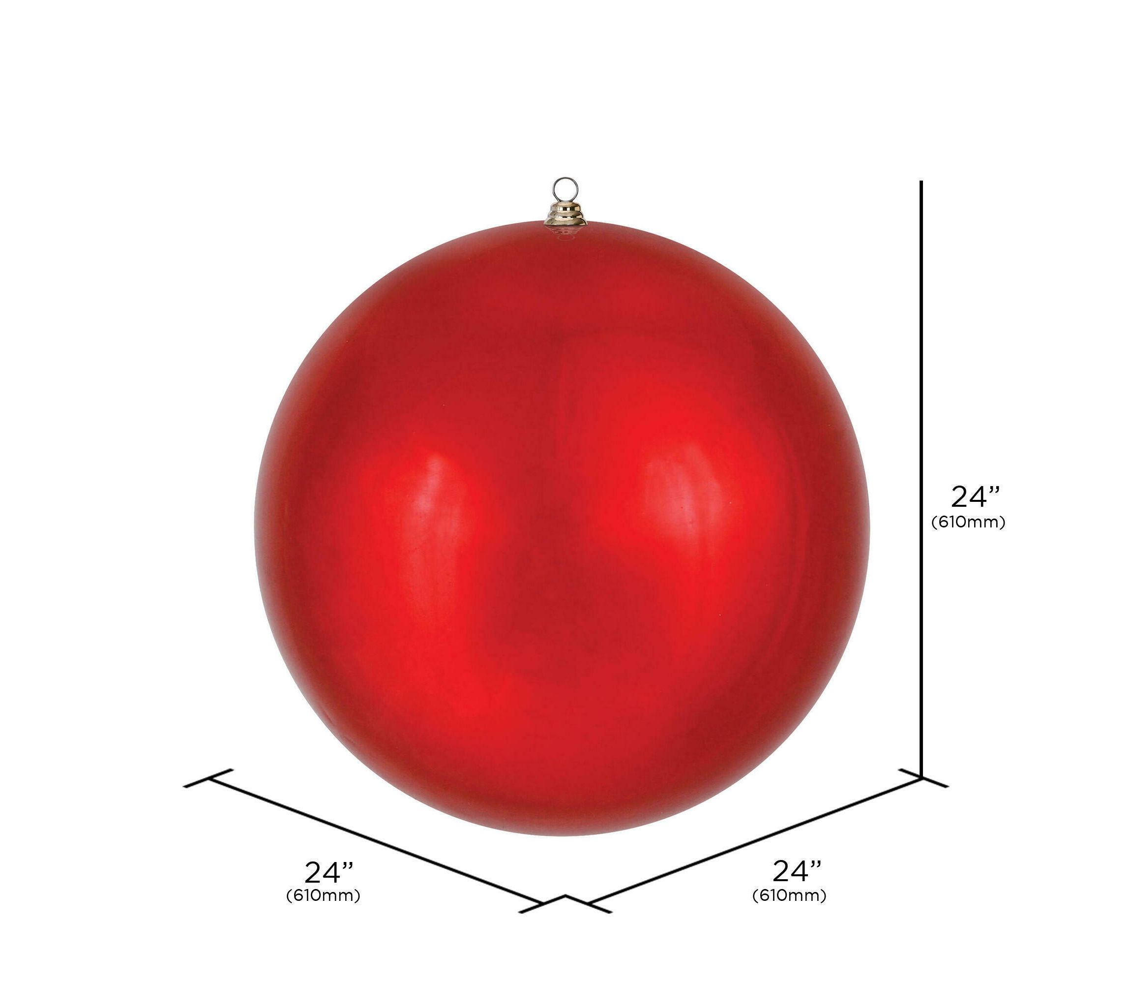 Vickerman 24" Giant Shiny Red Ball Christmas Ornament, UV Resistant