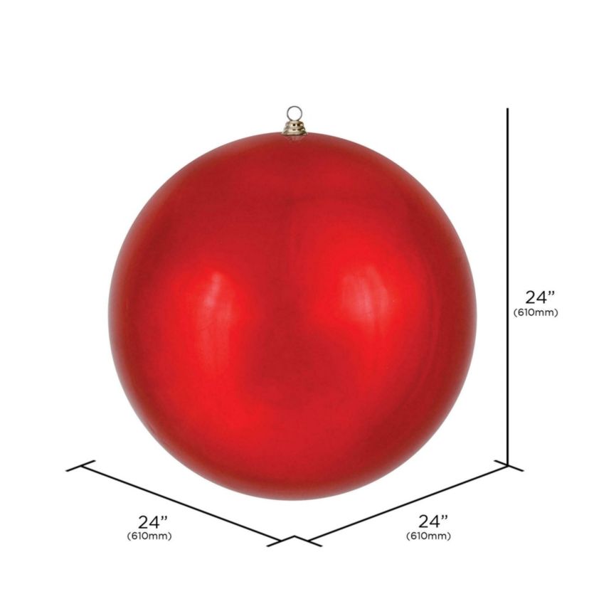 Vickerman 24" Giant Shiny Red Ball Christmas Ornament, UV Resistant