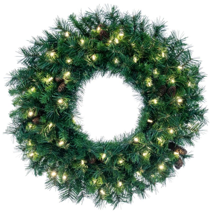 Vickerman 84" Cheyenne Pine Artificial Christmas Wreath, Warm White LED Lights