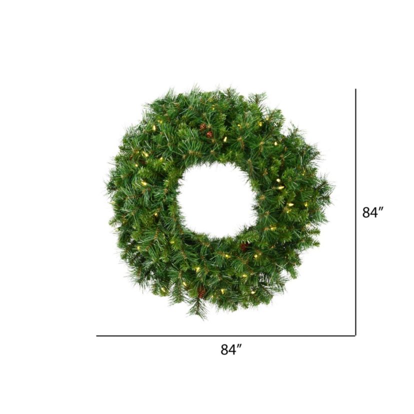 Vickerman 84" Cheyenne Pine Artificial Christmas Wreath, Warm White LED Lights