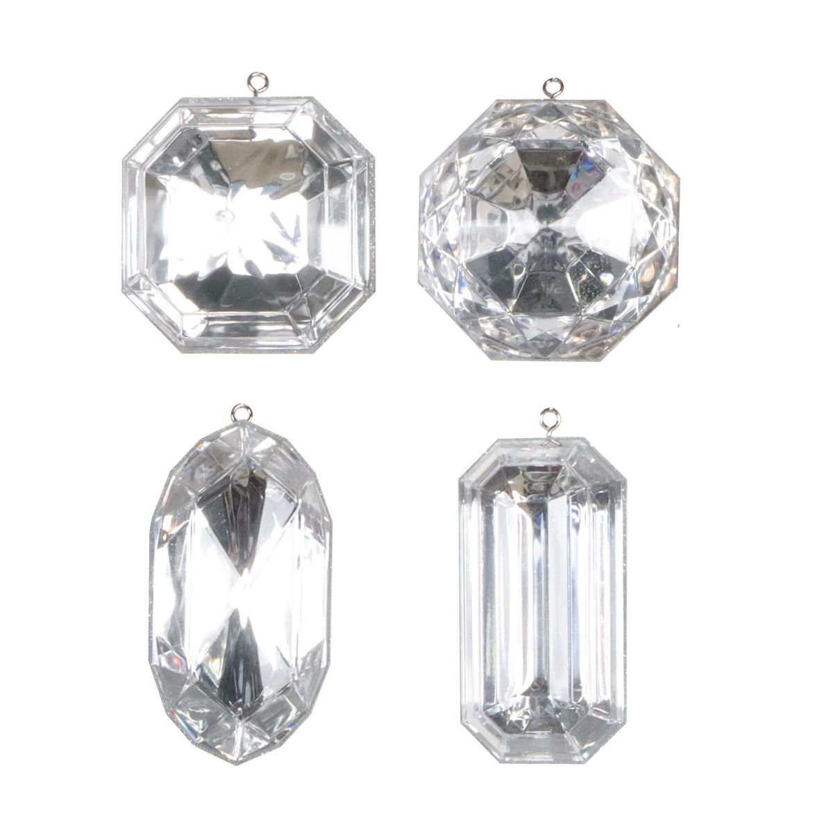 Vickerman 4-5" Gold Jewel Glitter Ornament Assorted, includes 4 pieces per bag