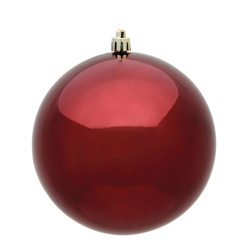 Vickerman 6" Burgundy Shiny Ball Ornament, 4 per Bag