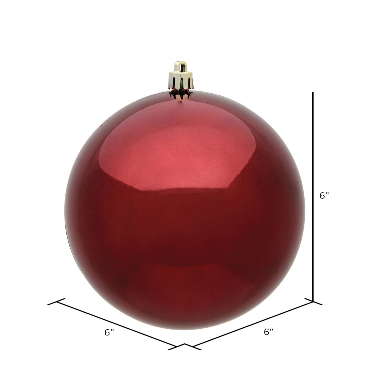 Vickerman 6" Burgundy Shiny Ball Ornament, 4 per Bag