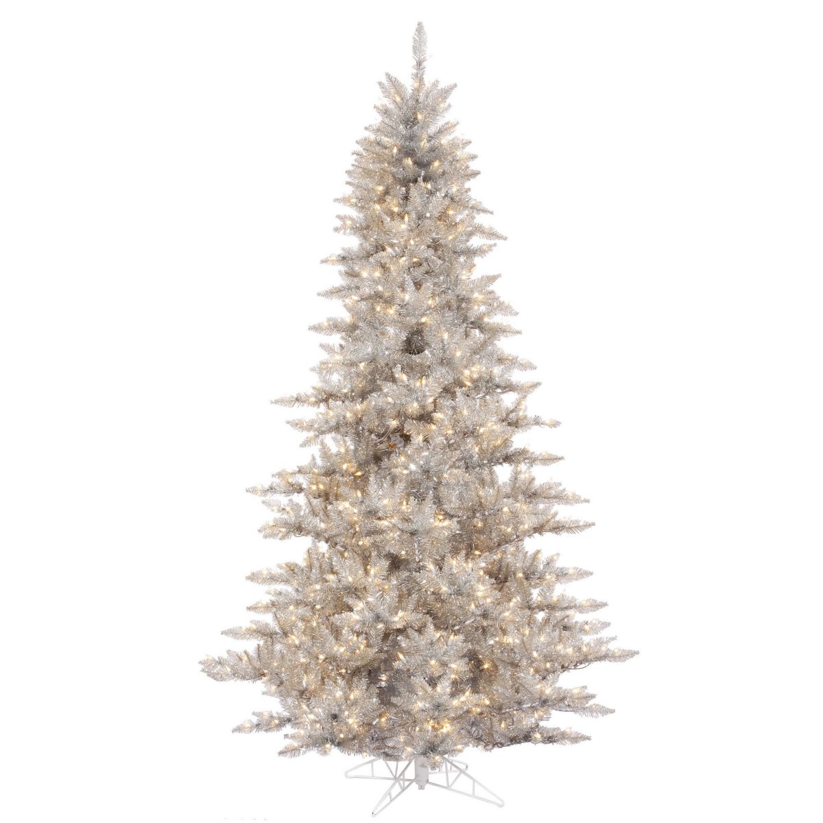 Vickerman 5.5 Silver Tinsel Fir Artificial Christmas Tree, Warm White Dura-lit LED Lights