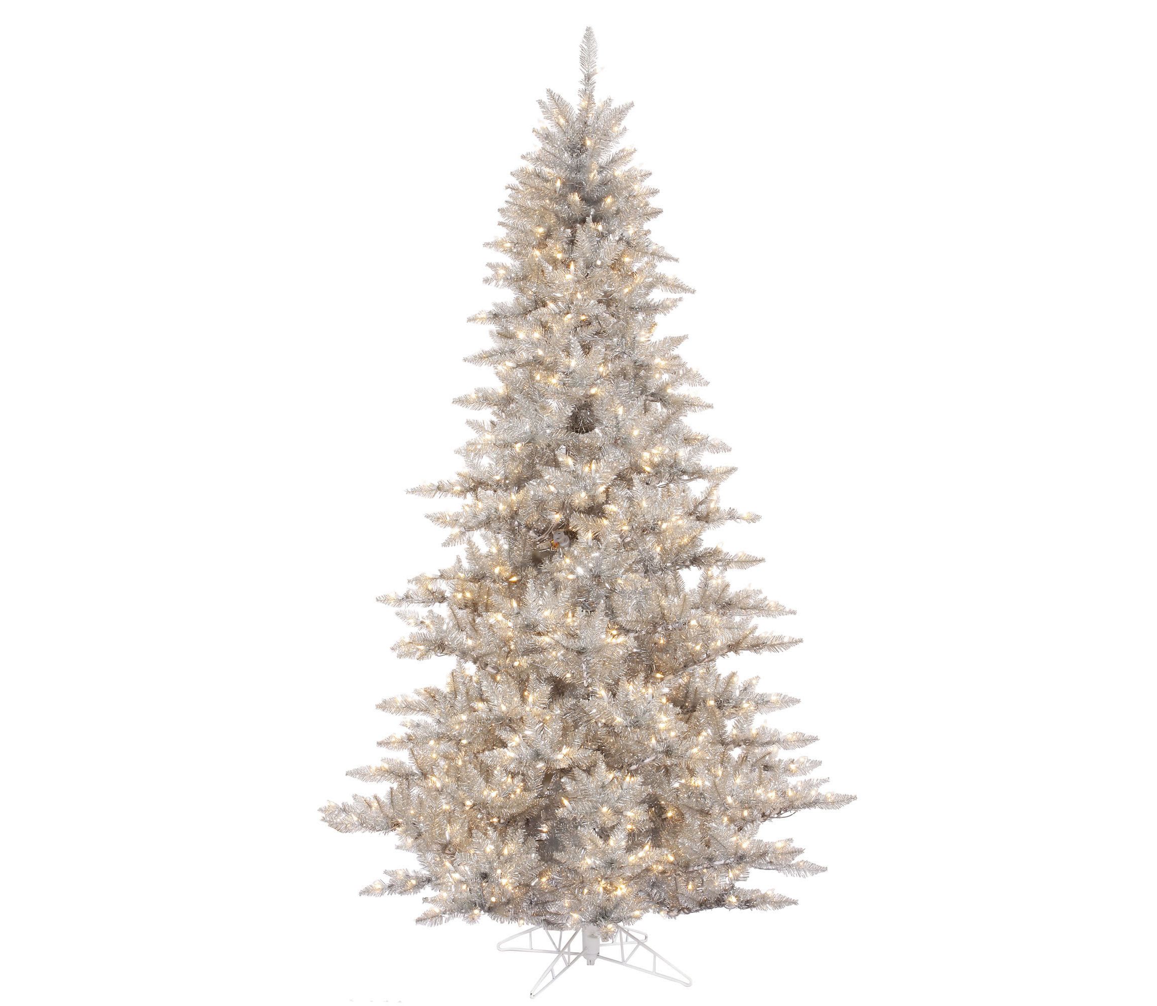 Vickerman 6.5 Silver Tinsel Fir Artificial Christmas Tree, Warm White Dura-lit LED Lights