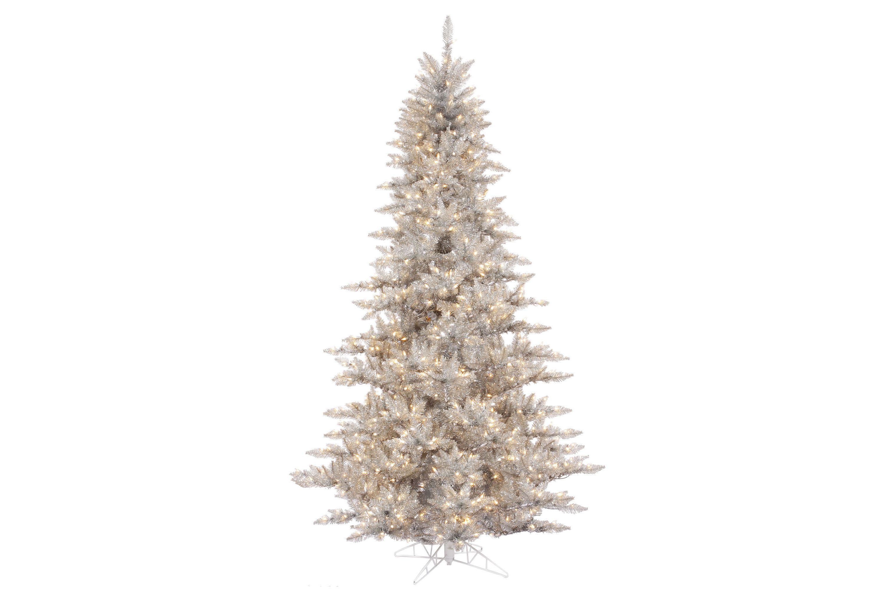 Vickerman 5.5 Silver Tinsel Fir Artificial Christmas Tree, Warm White Dura-lit LED Lights