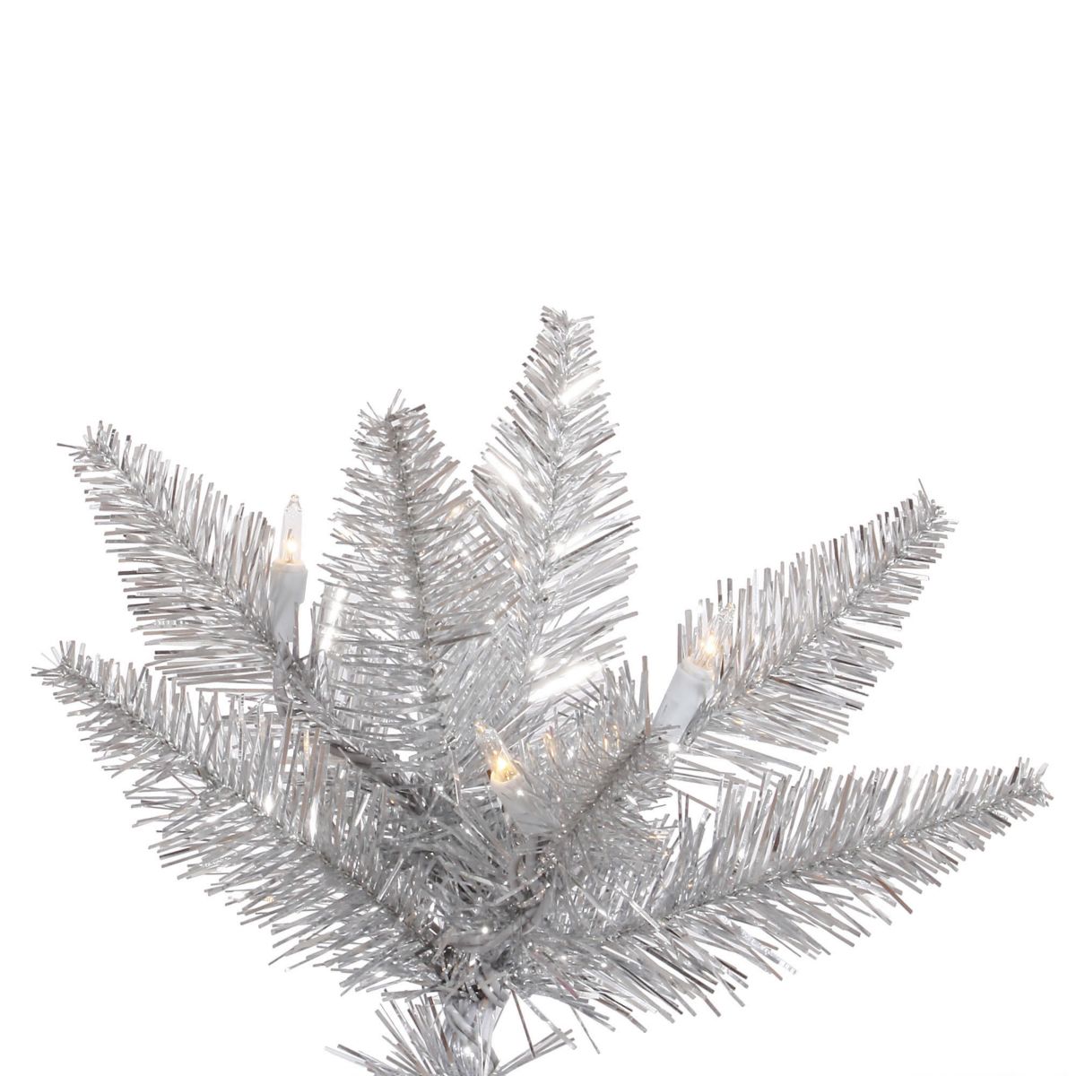 Vickerman 5.5 Silver Tinsel Fir Artificial Christmas Tree, Warm White Dura-lit LED Lights