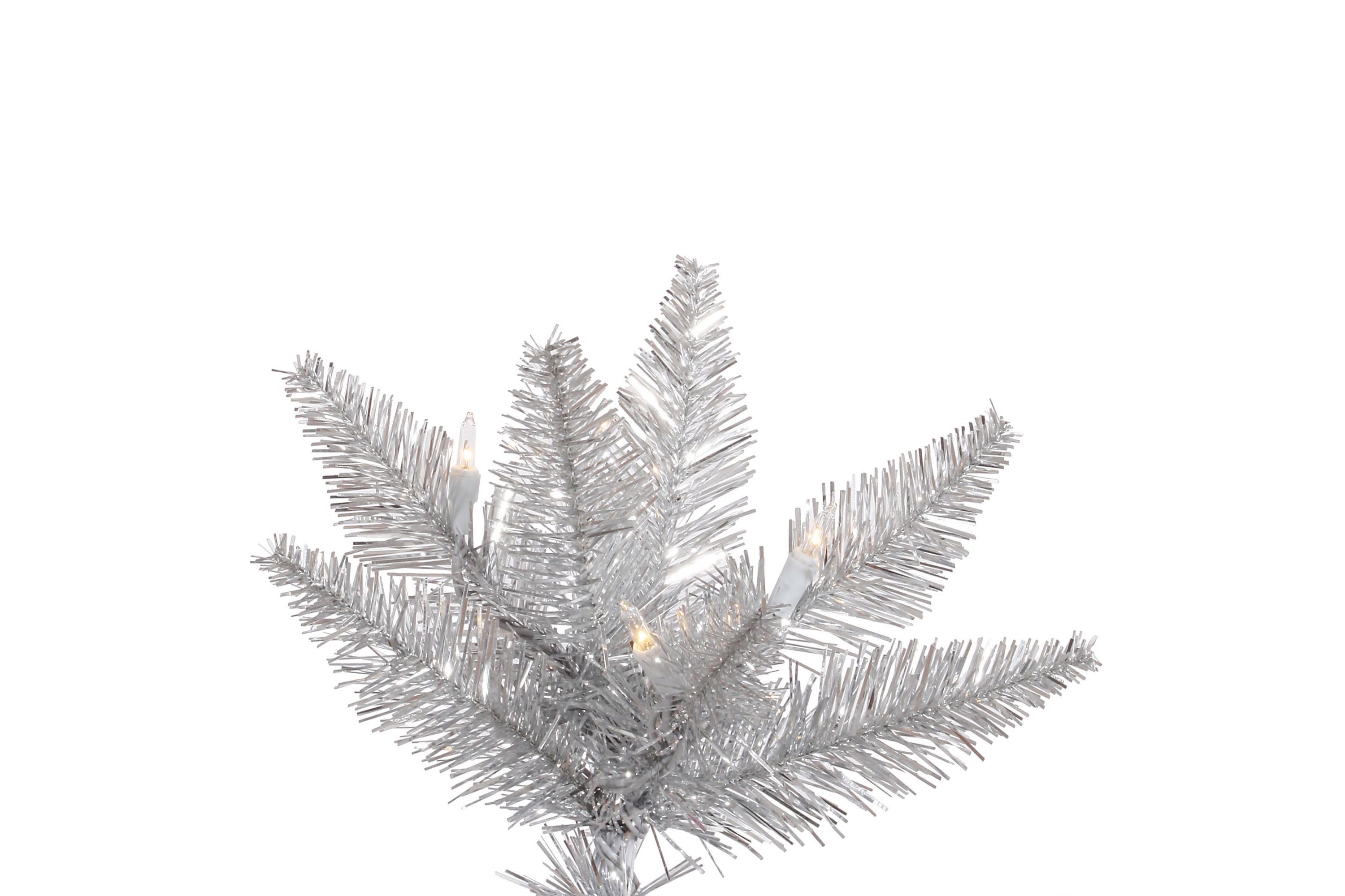 Vickerman 5.5 Silver Tinsel Fir Artificial Christmas Tree, Warm White Dura-lit LED Lights