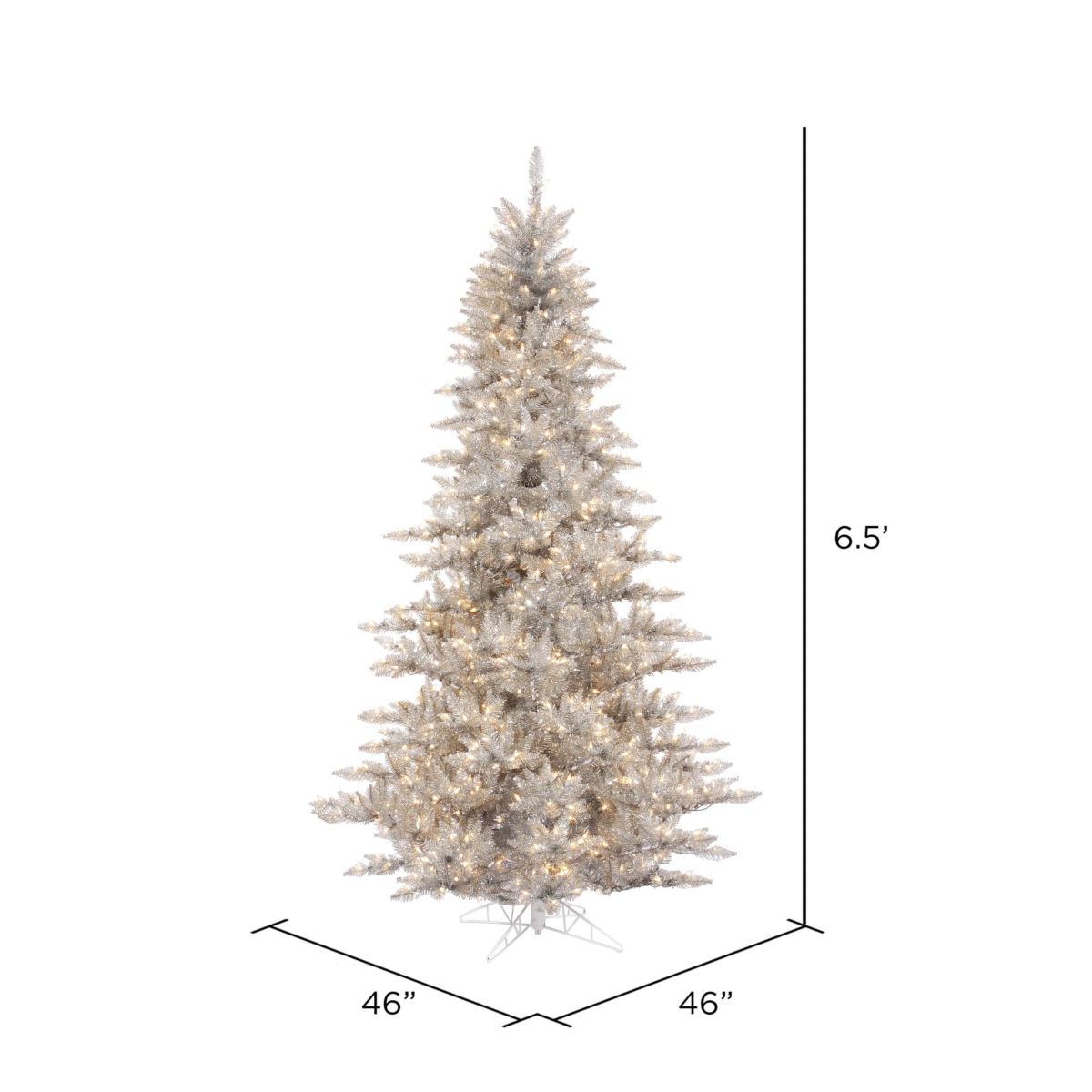 Vickerman 5.5 Silver Tinsel Fir Artificial Christmas Tree, Warm White Dura-lit LED Lights