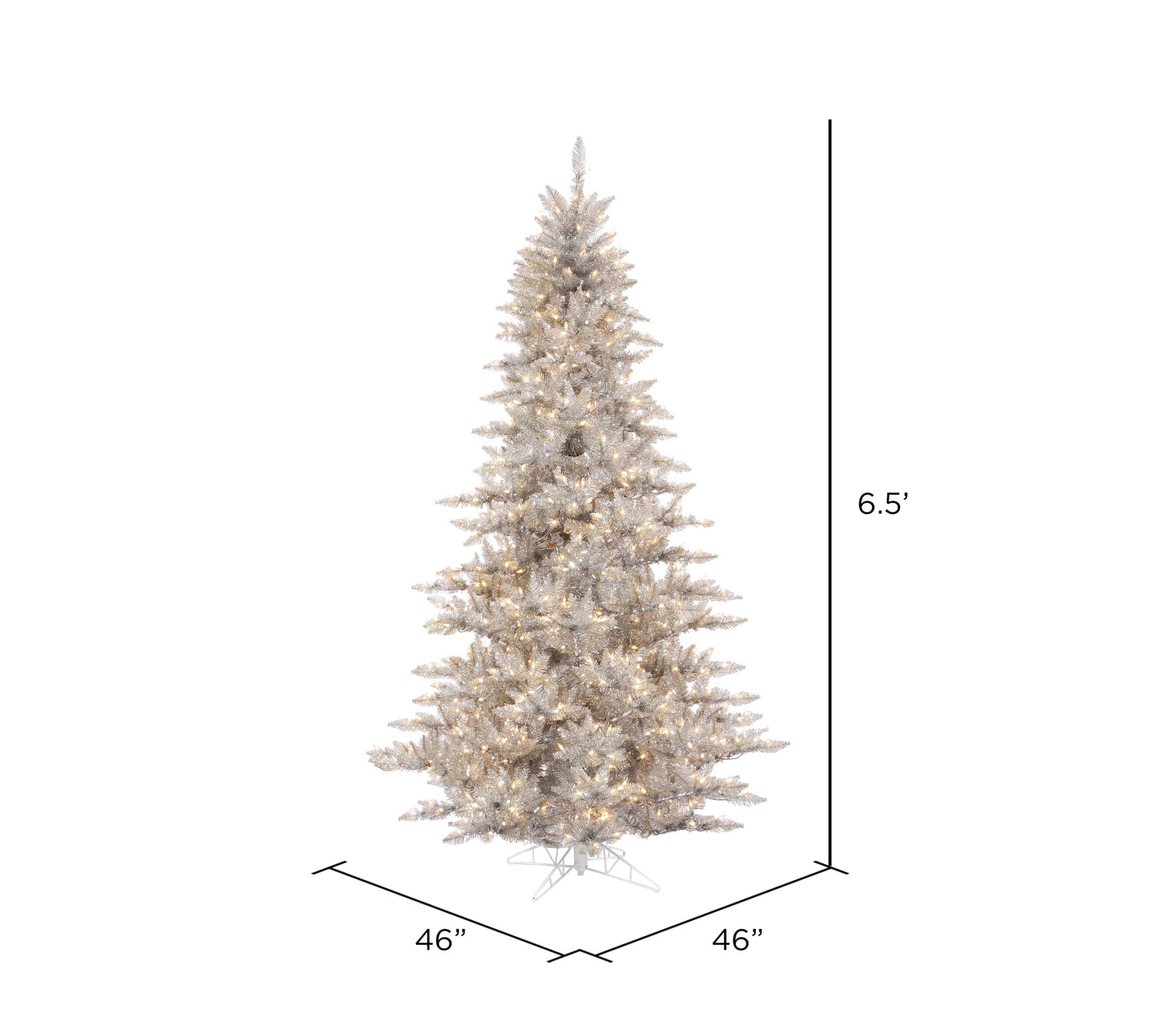 Vickerman 6.5 Silver Tinsel Fir Artificial Christmas Tree, Warm White Dura-lit LED Lights