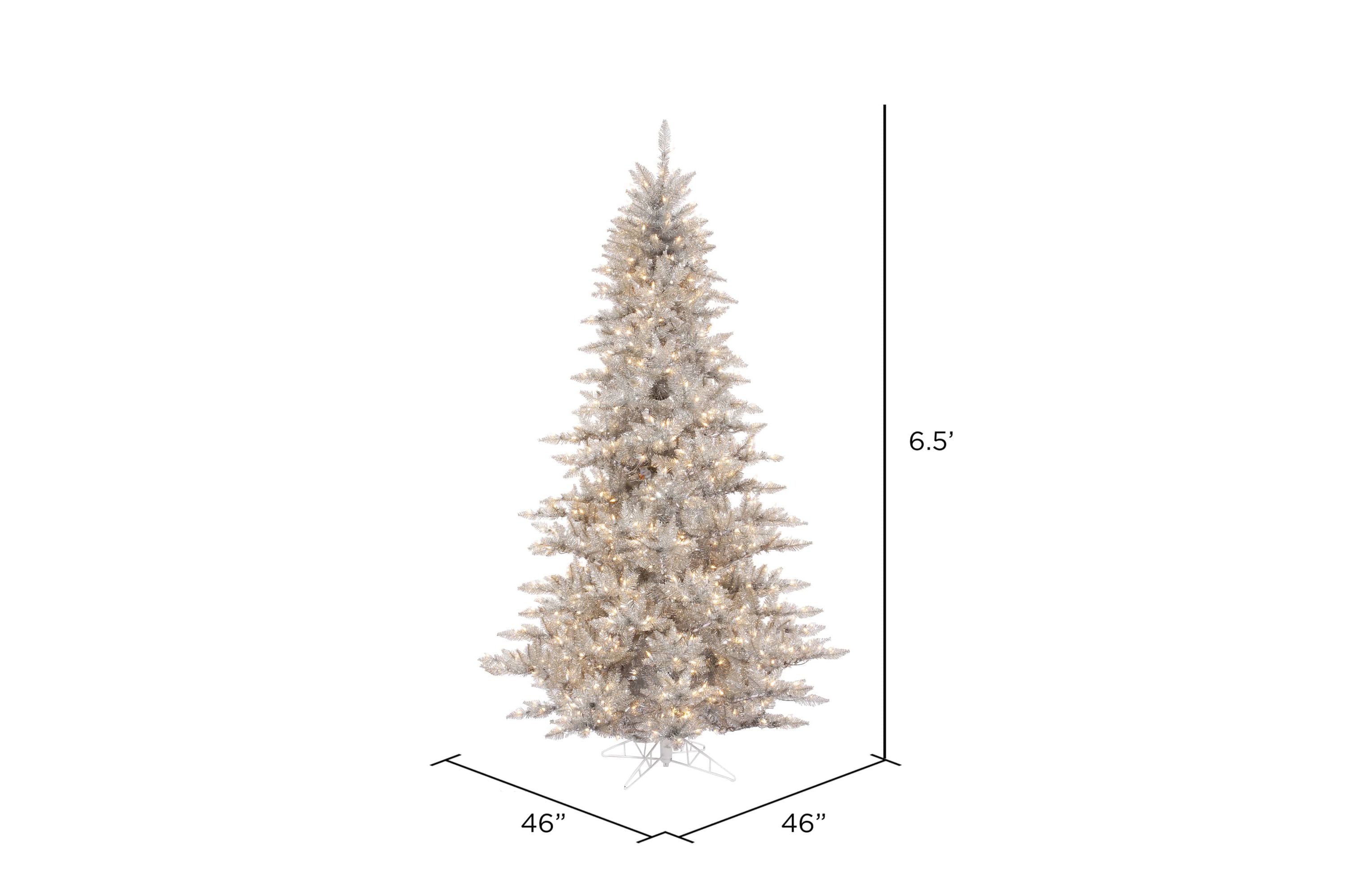 Vickerman 5.5 Silver Tinsel Fir Artificial Christmas Tree, Warm White Dura-lit LED Lights