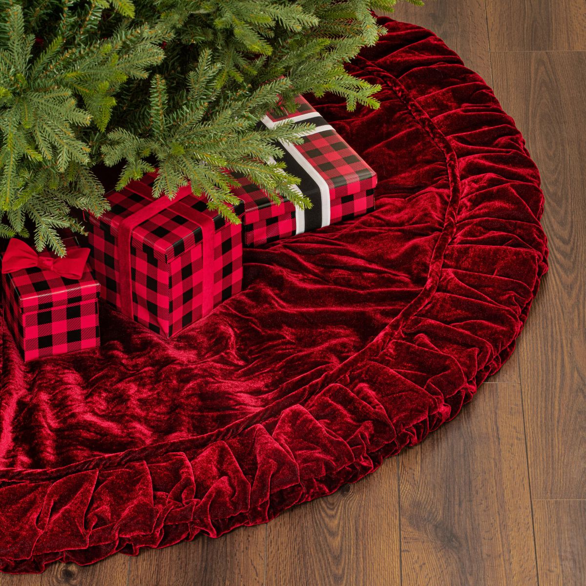 Vickerman 84" Plush Wine Velvet Christmas Tree Skirt