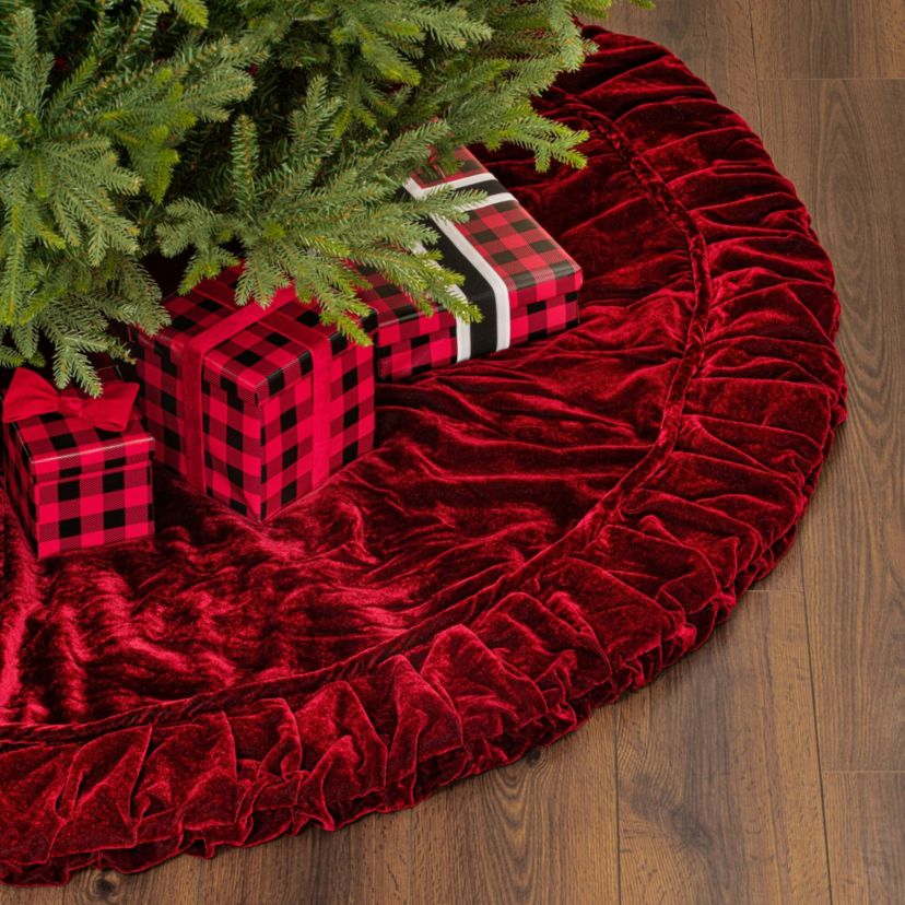 Vickerman 84" Plush White Velvet Christmas Tree Skirt