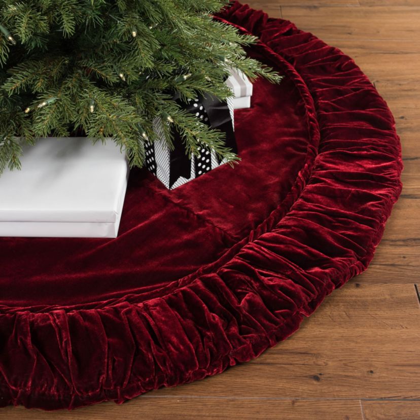 Vickerman 84" Plush White Velvet Christmas Tree Skirt