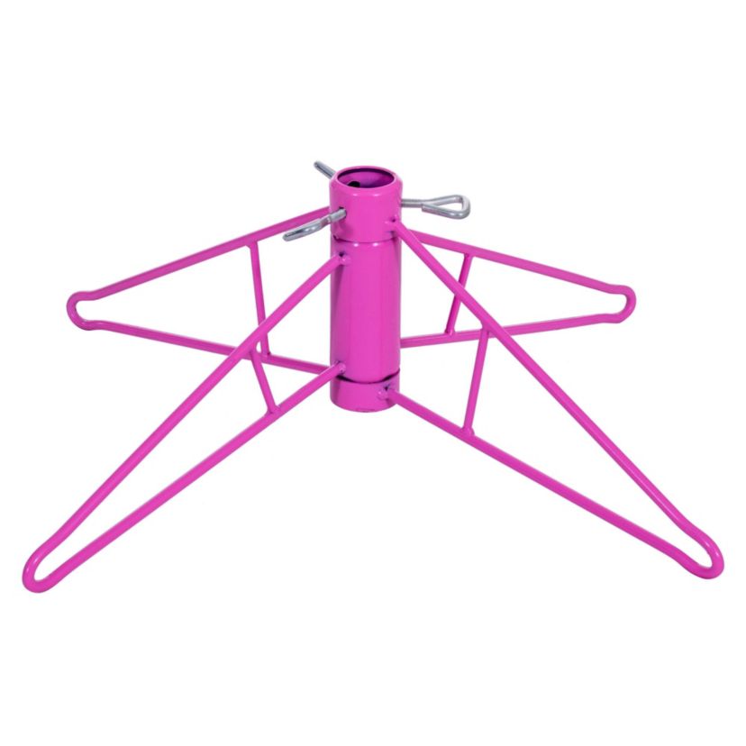 Vickerman 9 x 46" Hot Pink Artificial Pre-Lit Christmas Tree with 750 Pink LED Mini Lights, 1615 Realistic PVC Tips, 6 Step On/Off Power Cord and Folding Metal Tree Stand. Assembly is required.