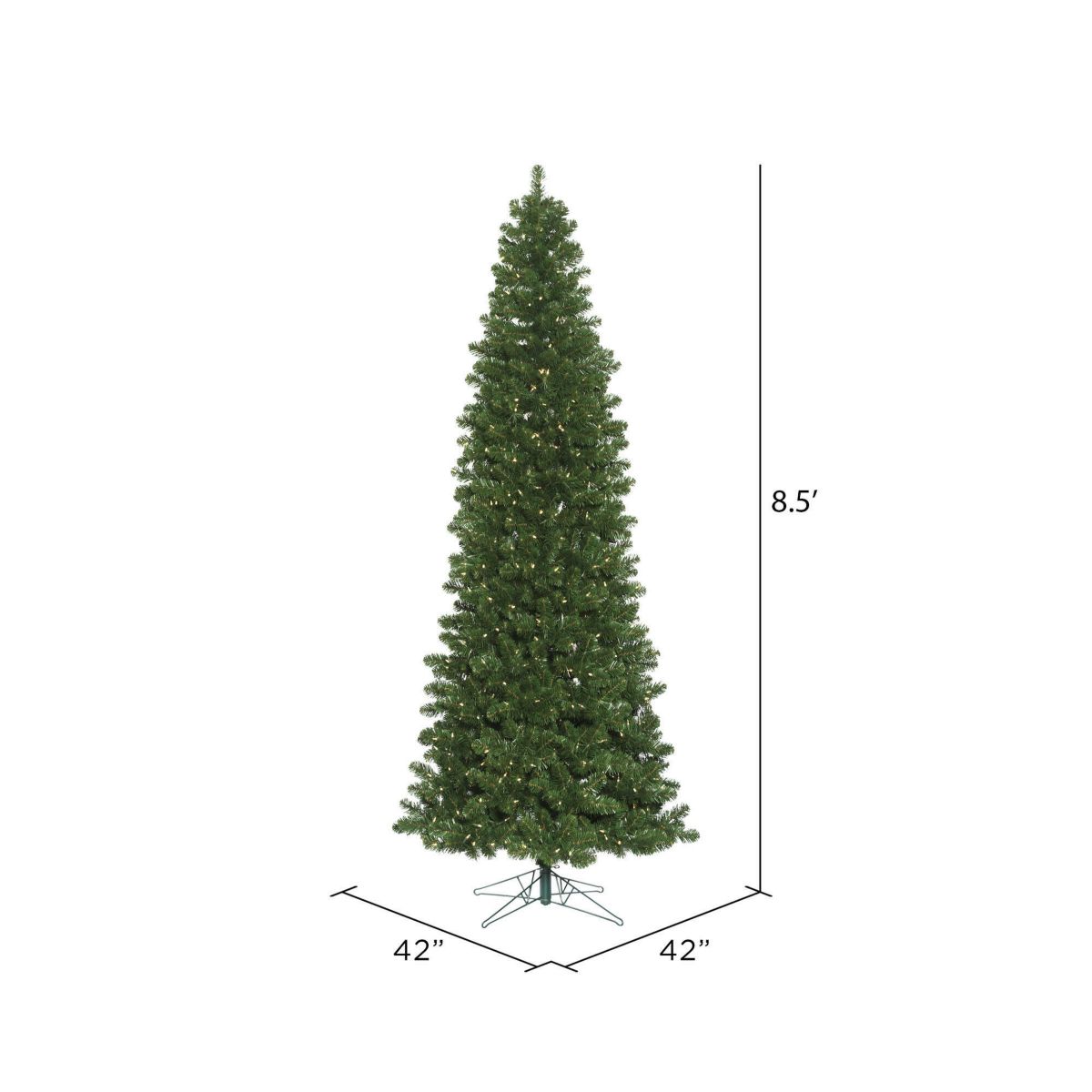 Vickerman 8.5 Oregon Fir Slim Artificial Christmas Tree, Warm White LED Lights