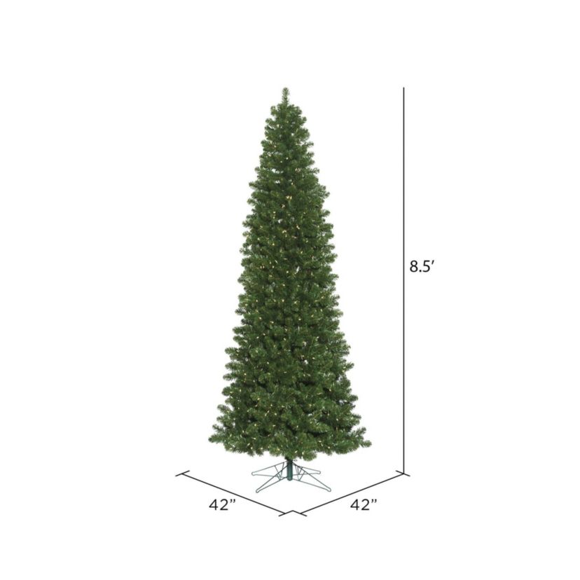 Vickerman 8.5 Oregon Fir Slim Artificial Christmas Tree, Warm White LED Lights