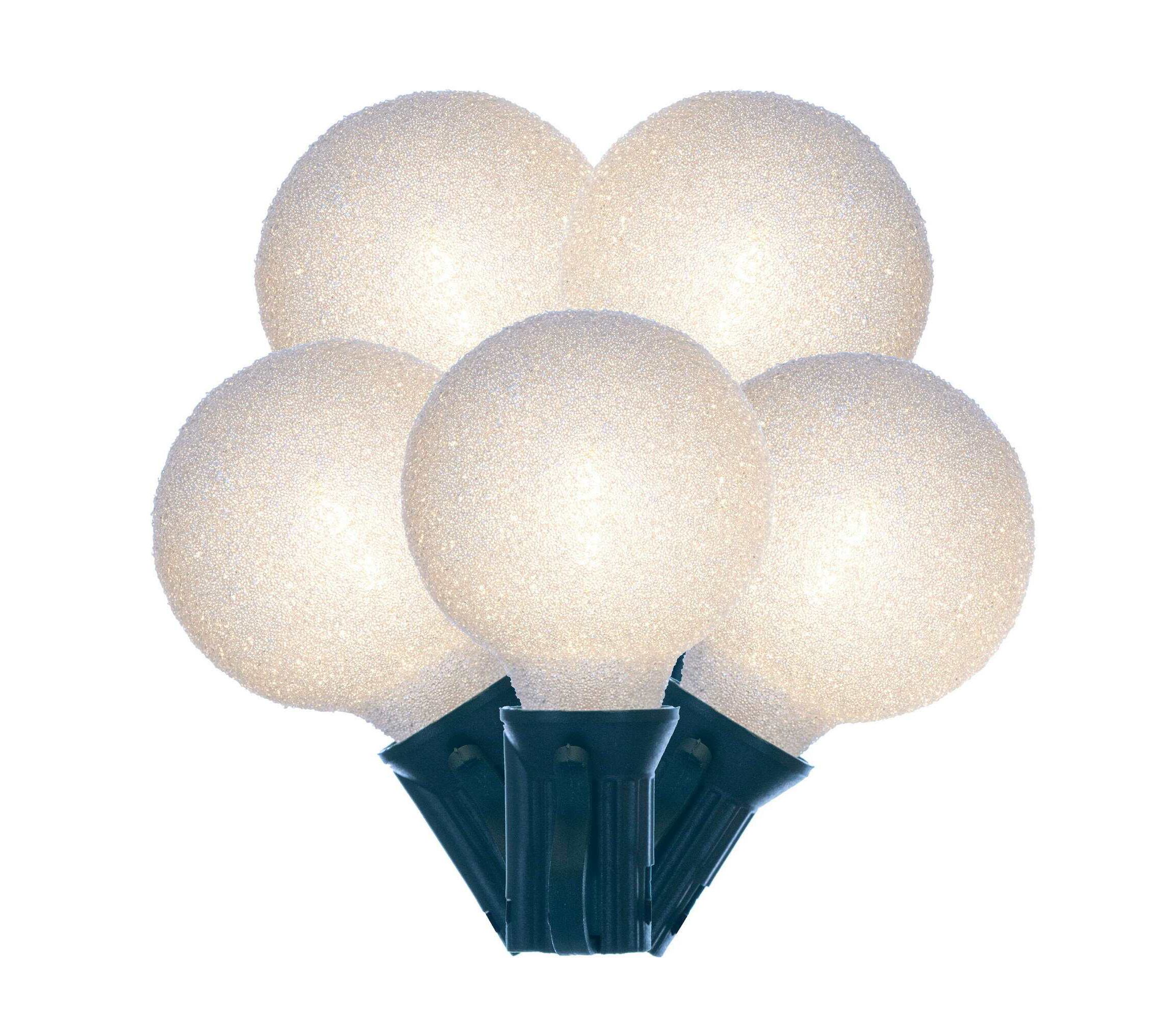 Vickerman 12 Lights x 12 Pure White LED Iced G40 light set. 12" spacing on green wire.