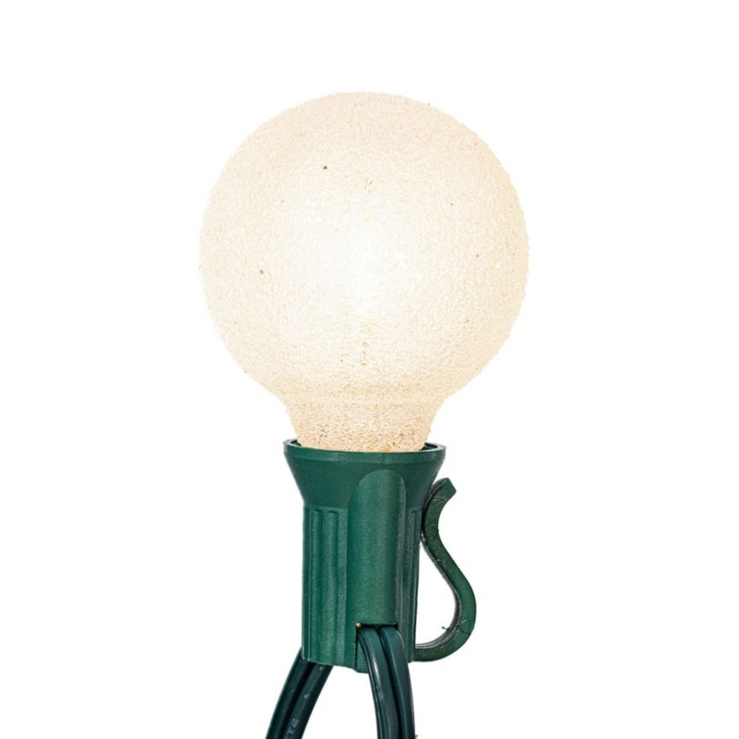 Vickerman 12 Lights x 12 Pure White LED Iced G40 light set. 12" spacing on green wire.