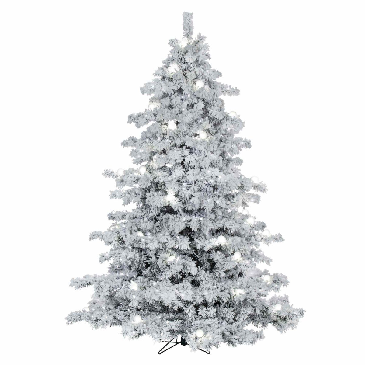 Vickerman 4.5 Flocked Alaskan Pine Artificial Christmas Tree, Warm White Single Mold LED lights