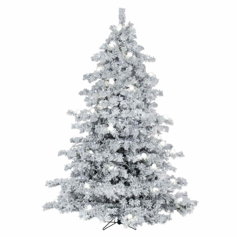 Vickerman 4.5 Flocked Alaskan Pine Artificial Christmas Tree, Warm White Single Mold LED lights