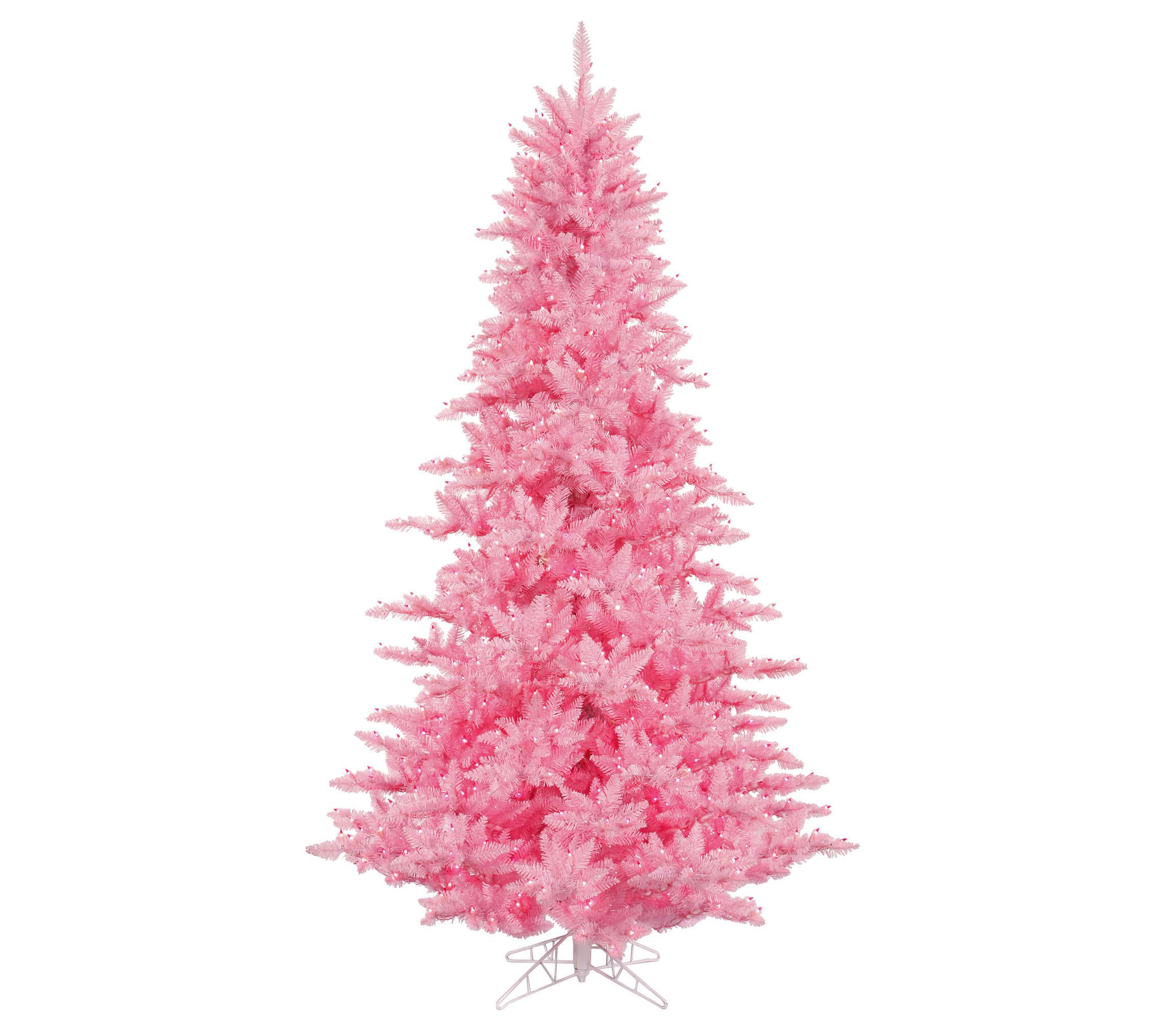 Vickerman 3 Pink Fir Artificial Christmas Tree, Pink Dura-lit LED Lights