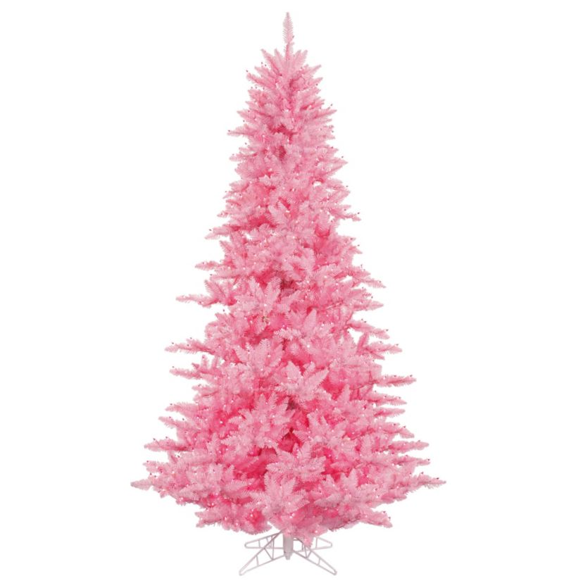 Vickerman 3 Pink Fir Artificial Christmas Tree, Pink Dura-lit LED Lights