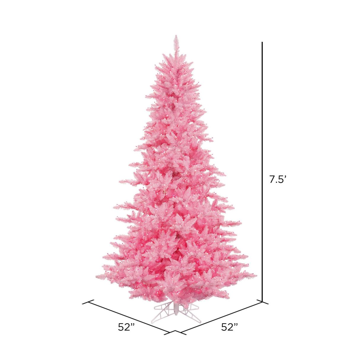 Vickerman 7.5 Pink Fir Artificial Christmas Tree, Pink Dura-lit LED Lights