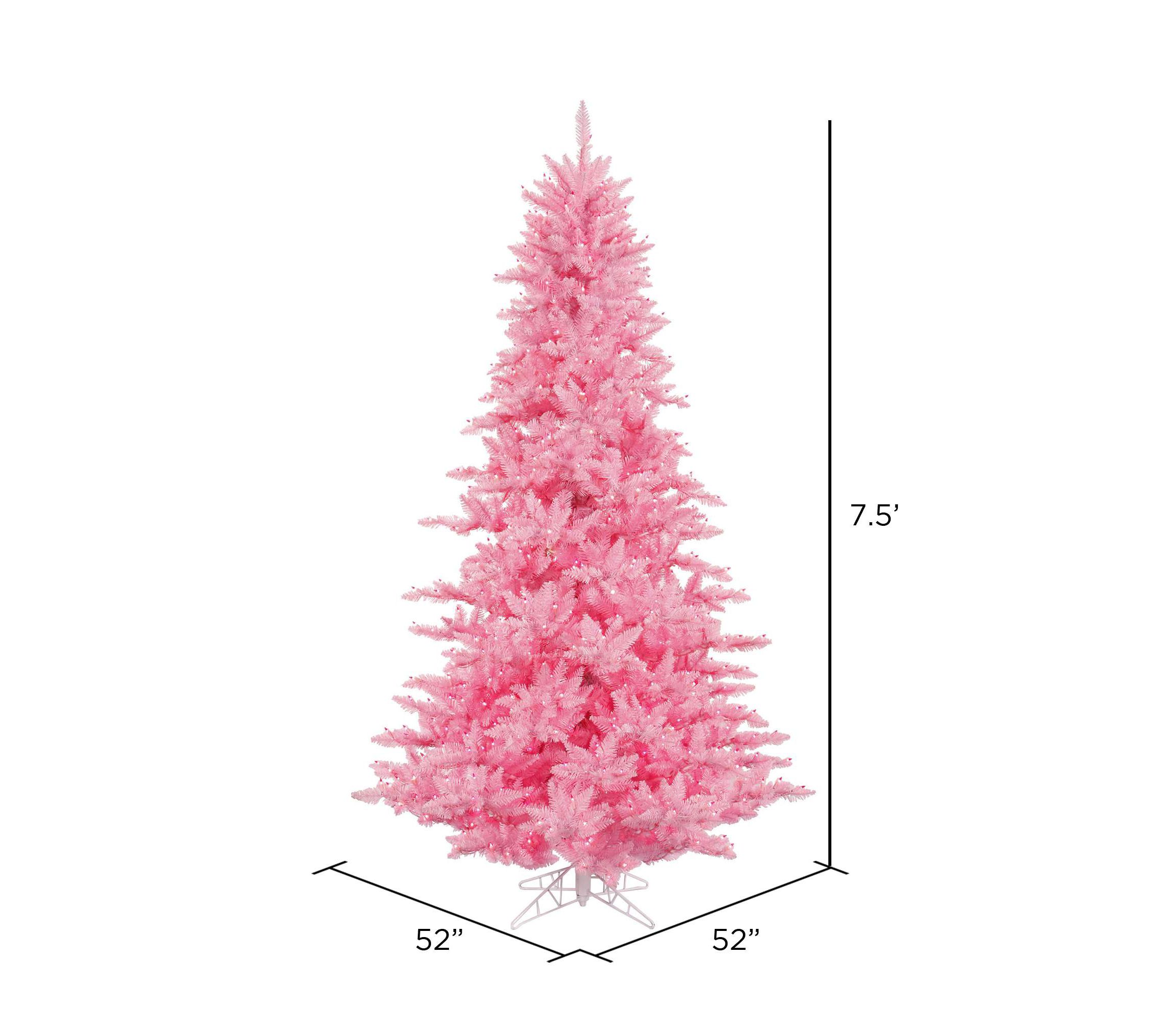 Vickerman 3 Pink Fir Artificial Christmas Tree, Pink Dura-lit LED Lights
