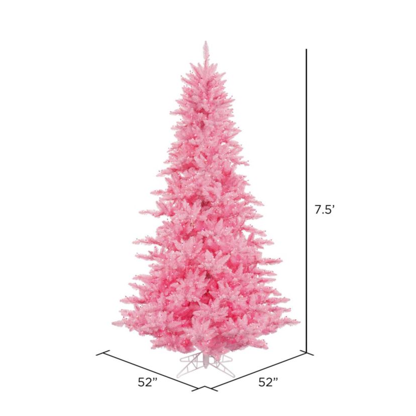 Vickerman 3 Pink Fir Artificial Christmas Tree, Pink Dura-lit LED Lights