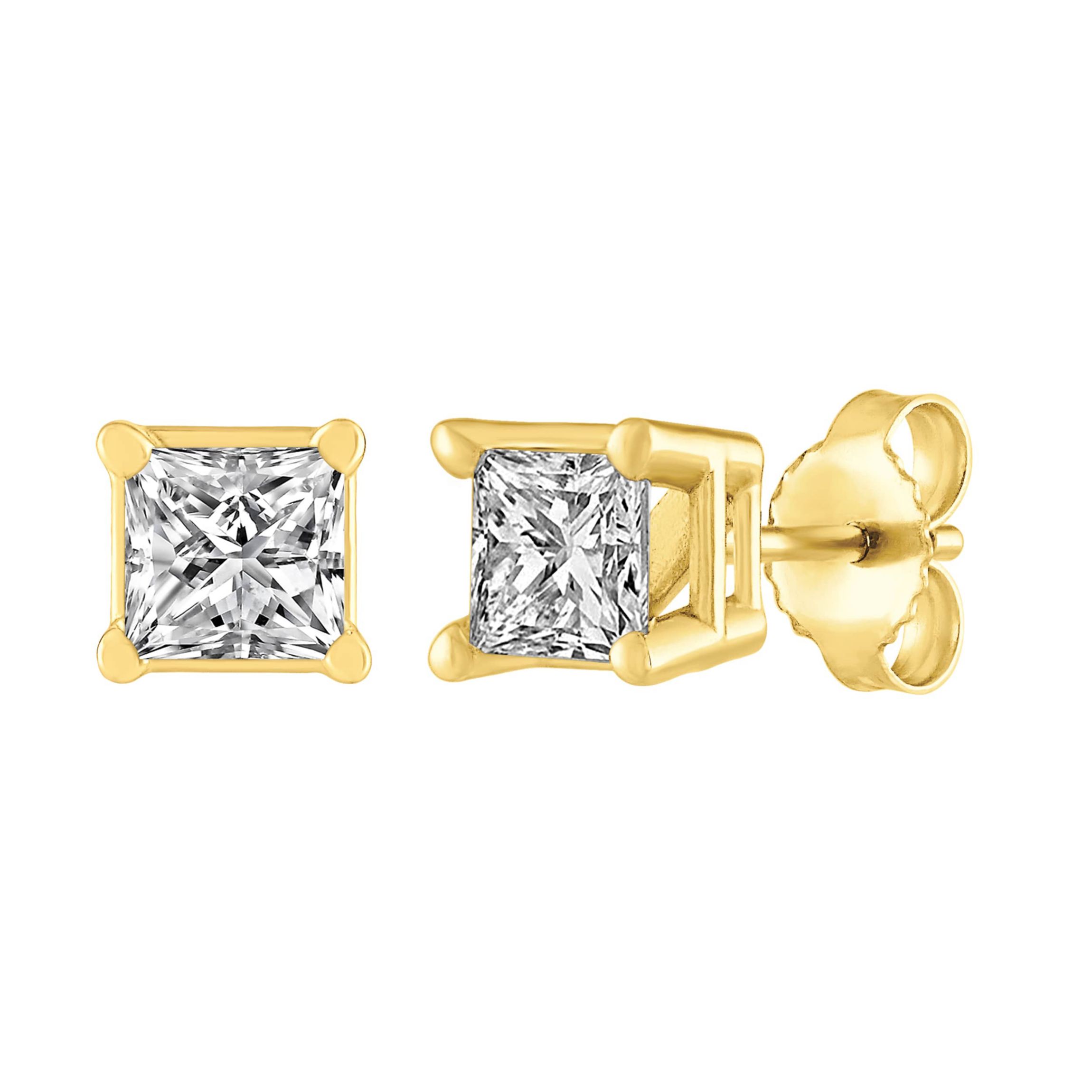 1/2 ct. tw. Diamond Princess Friction Stud Earring in 14K Gold