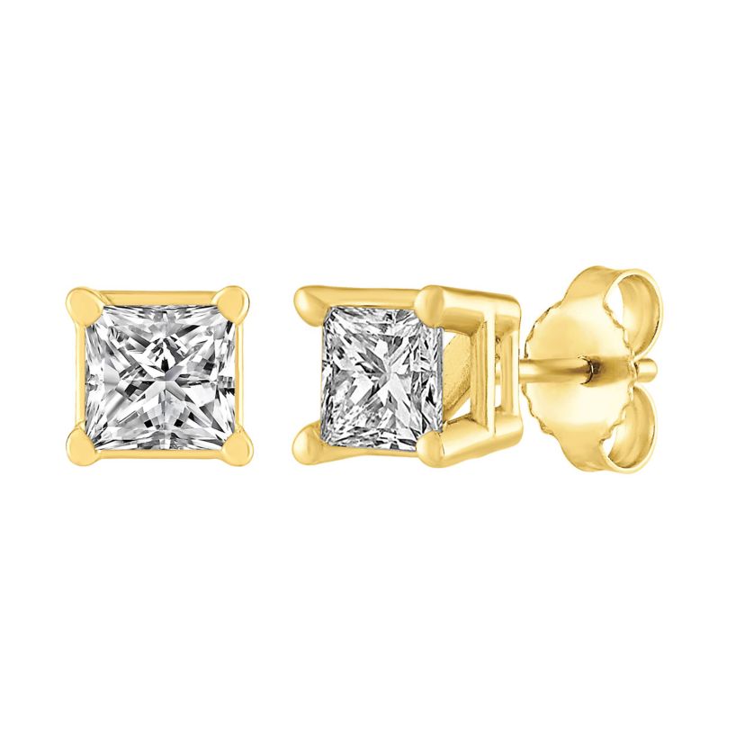 1/2 ct. tw. Diamond Princess Friction Stud Earring in 14K Gold