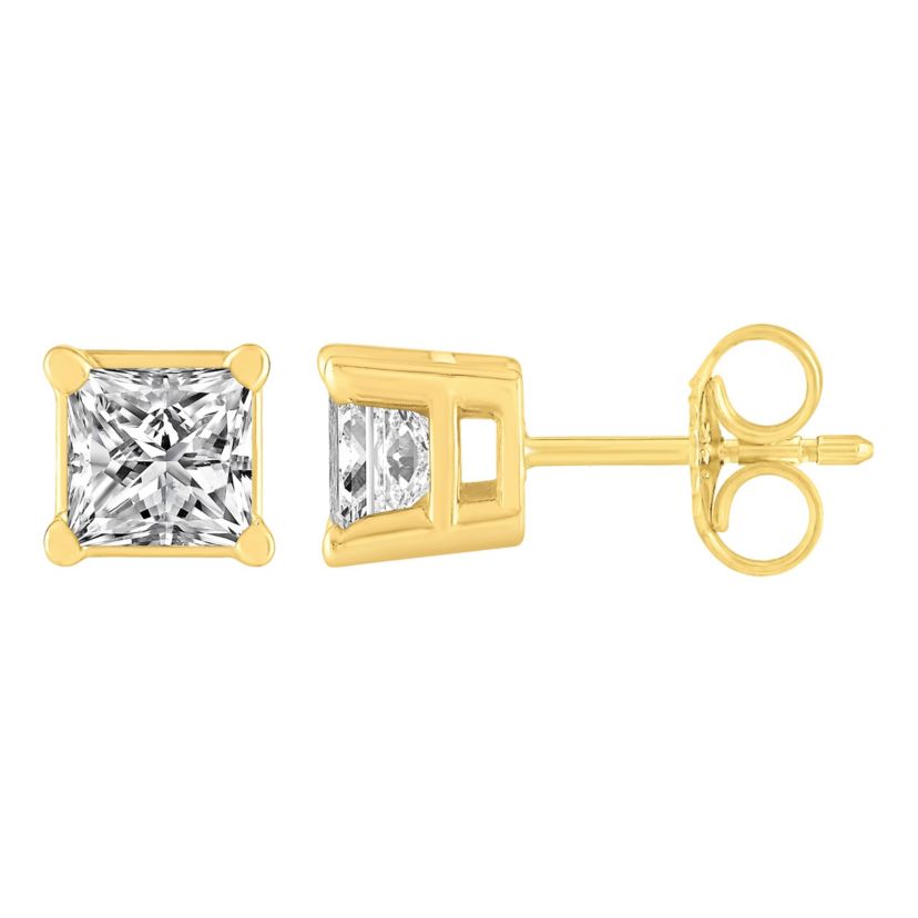 1/2 ct. tw. Diamond Princess Friction Stud Earring in 14K Gold