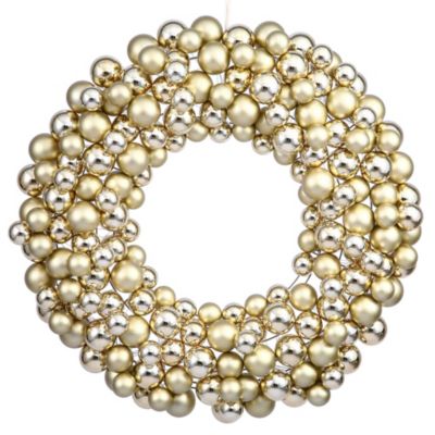 Vickerman 36" Red Shiny and Matte Ball Wreath, Gold