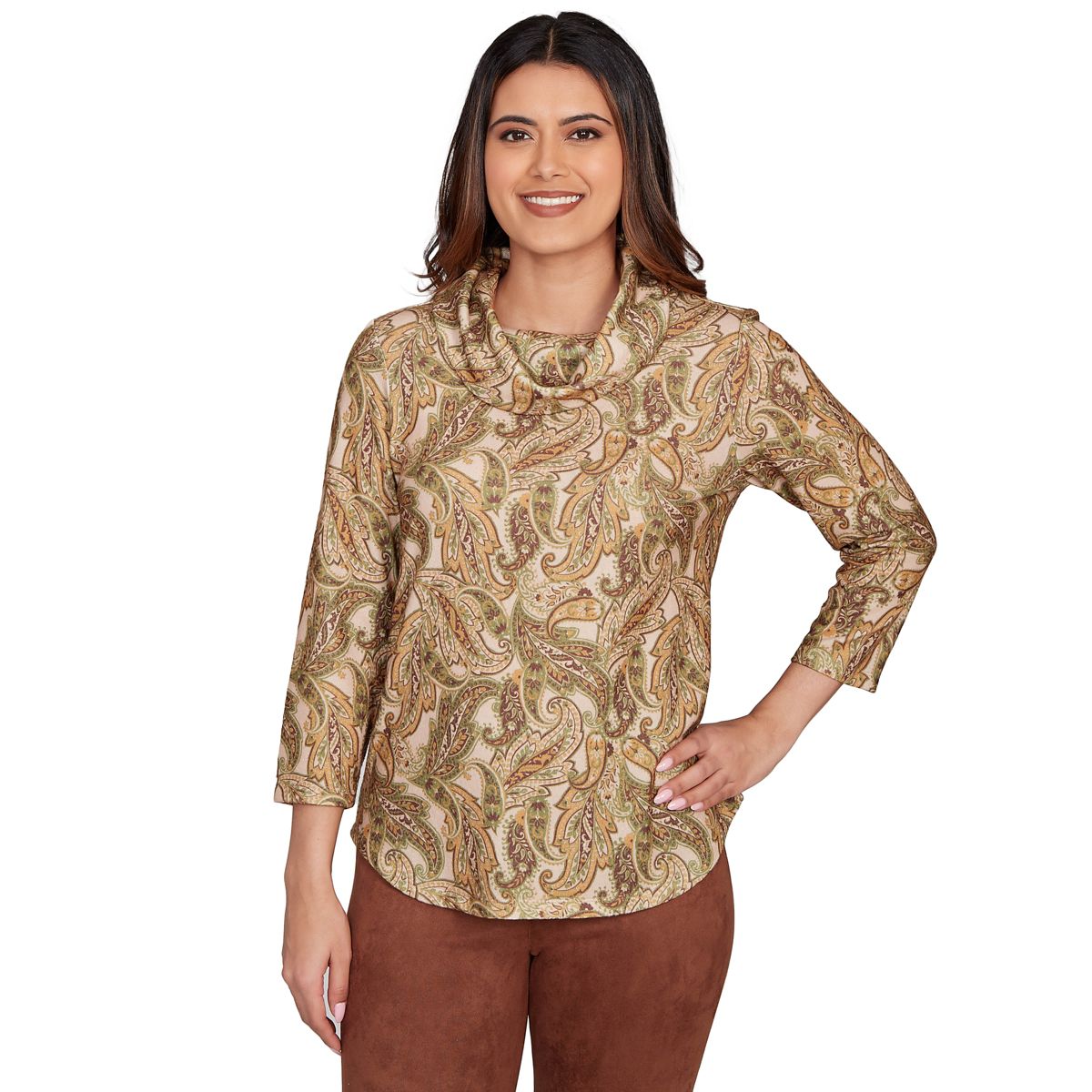 PRINTED HATCHI COWL NECK TOP