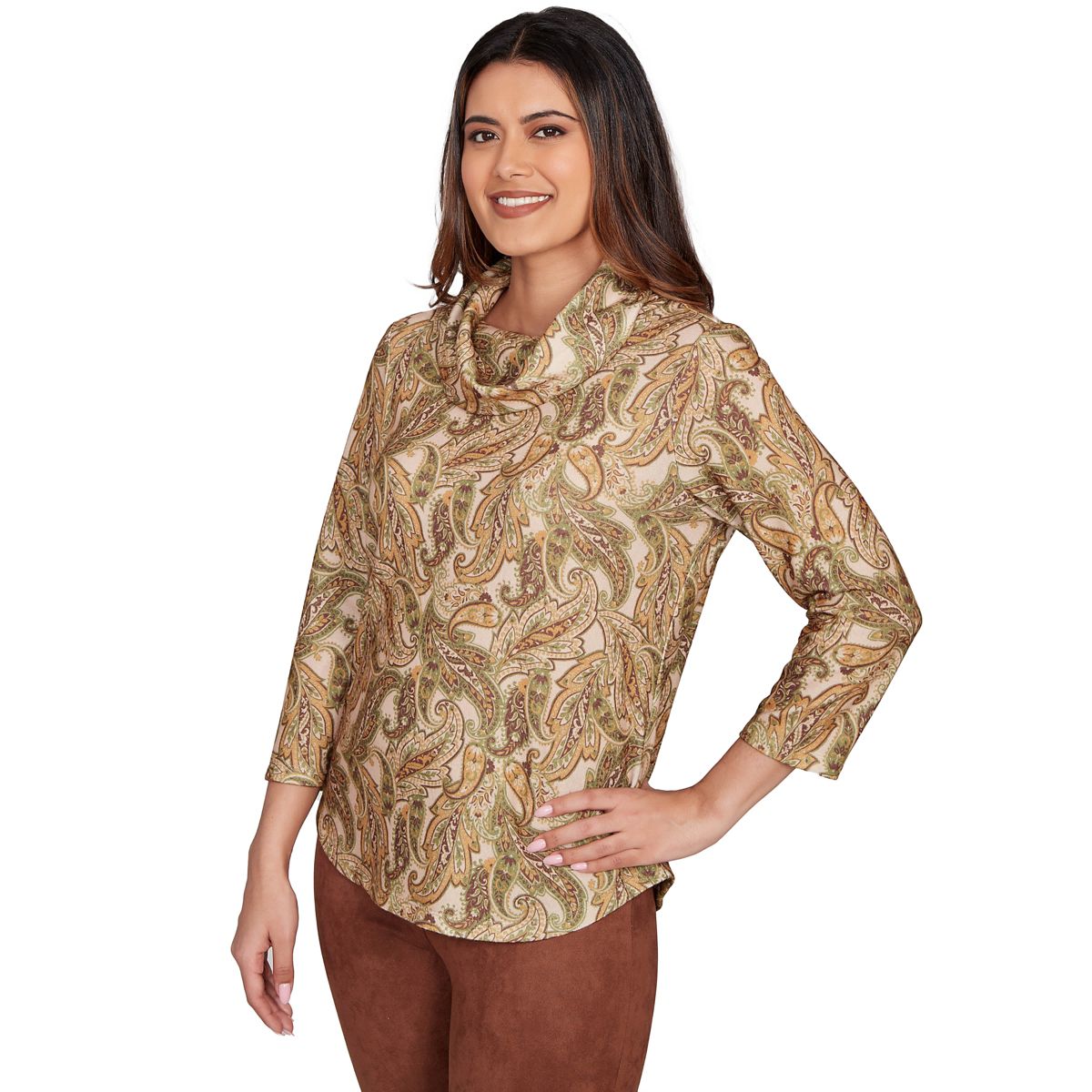 PRINTED HATCHI COWL NECK TOP