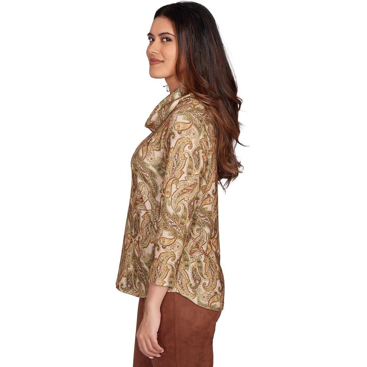 PRINTED HATCHI COWL NECK TOP